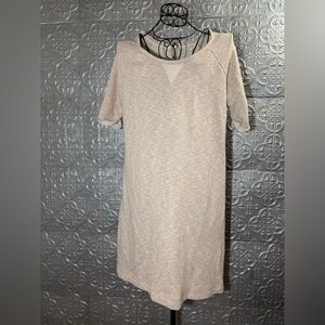 Sonoma Short Sleeve Tan Sweater Dress Knee Length comfy Cozy Warm spring neutral